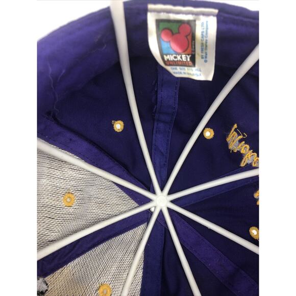 Vintage Mickey Mouse Snap Back Trucker's Hat Purple Yellow Cap One Size - Picture 6 of 8